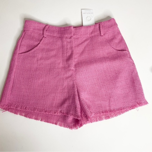 NEW Nordstrom Luminary Size L Womens Chino Shorts Twill Pink Fuschia Frayed Hem - Picture 1 of 11